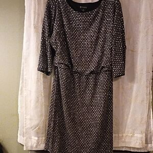 Enfocus Studio Black and White Checkered Long Sleeve Dress